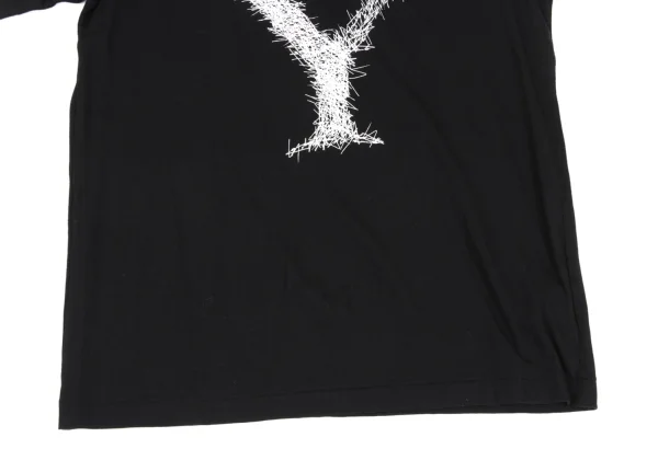 Yohji Yamamoto NOIR BLACK and BLACK Cotton Front Logo Print T-shirt K-167910_006