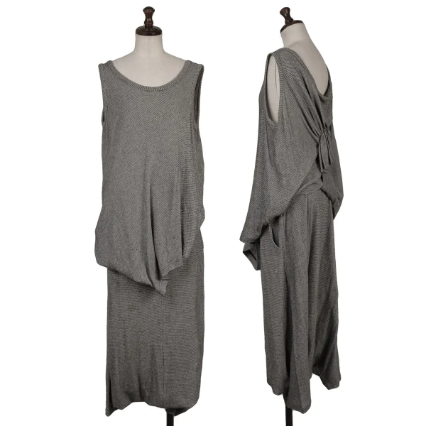 Yohji Yamamoto NOIR Cotton Puppy Tooth Back Gathered Tank Top K-167911_016