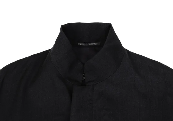 Yohji Yamamoto NOIR Wool Gabardine Drawing Print Stand Collar Poncho Coat K-167914_004