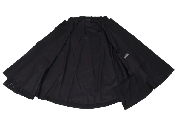 Yohji Yamamoto NOIR Wool Gabardine Drawing Print Stand Collar Poncho Coat K-167914_012