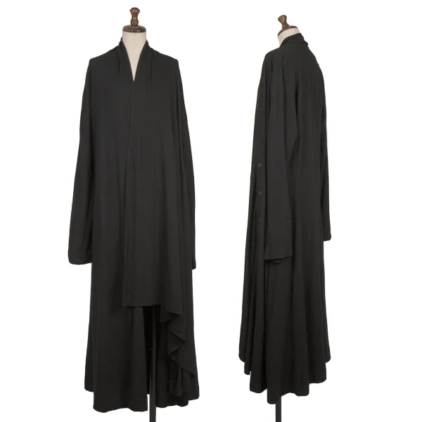 Yohji Yamamoto NOIR Wool side Button Wrap Design Long Top Black 2 K-167916_001