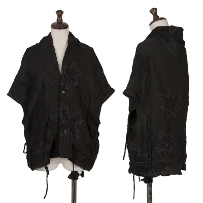 Yohji Yamamoto NOIR Poly Blend Wrinkled Patch Design Sleeveless Blouse