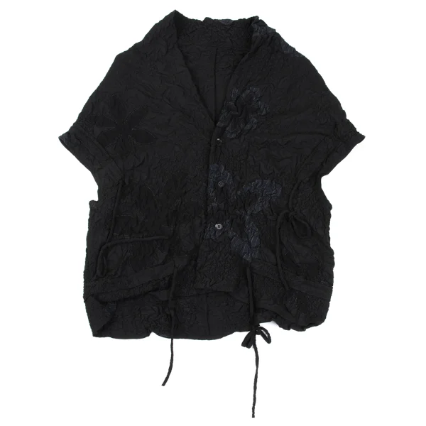 Yohji Yamamoto NOIR Poly Blend Wrinkled Patch Design Sleeveless Blouse K-167917_002
