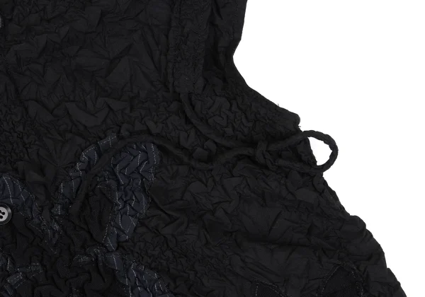 Yohji Yamamoto NOIR Poly Blend Wrinkled Patch Design Sleeveless Blouse K-167917_008