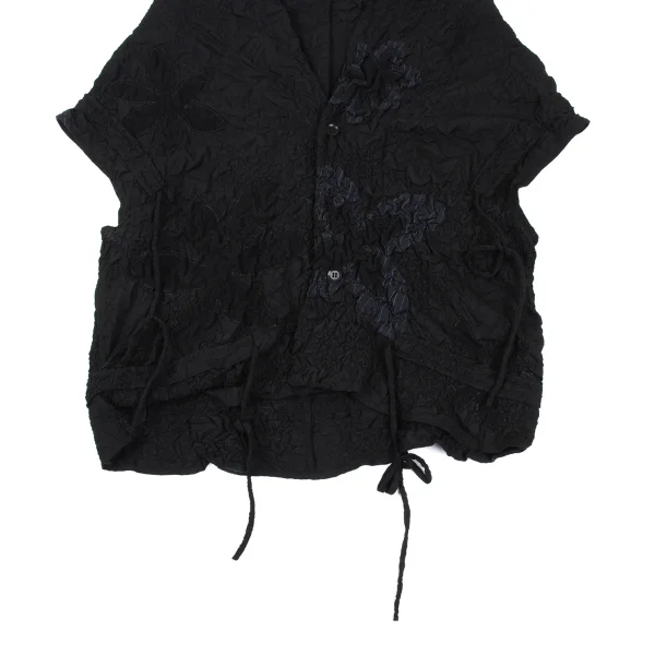 Yohji Yamamoto NOIR Poly Blend Wrinkled Patch Design Sleeveless Blouse K-167917_009