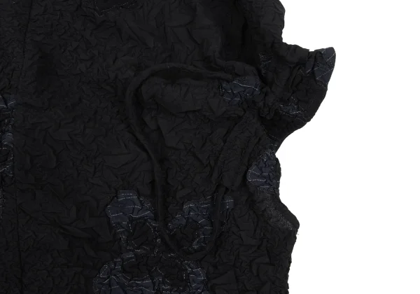 Yohji Yamamoto NOIR Poly Blend Wrinkled Patch Design Sleeveless Blouse K-167917_013