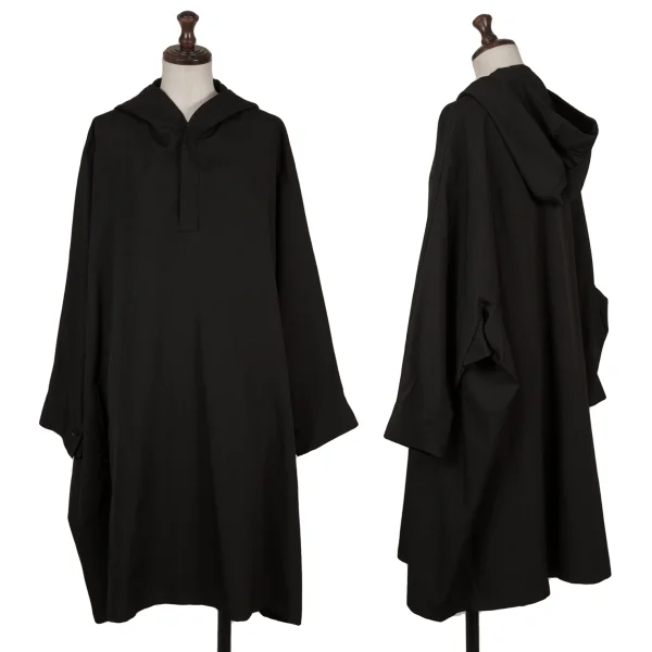 Yohji Yamamoto NOIR Wool Gabardine Hooded Tunic Black 1 K-167918_001