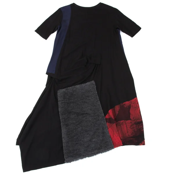 Yohji Yamamoto NOIR Pattern Switching Design Short Sleeve Dress K-167919_013
