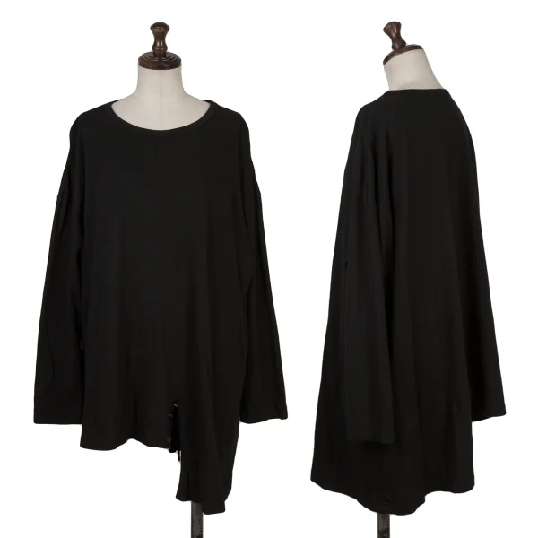 Yohji Yamamoto NOIR Cotton Button Design Hem Top Black 2 K-167924_001