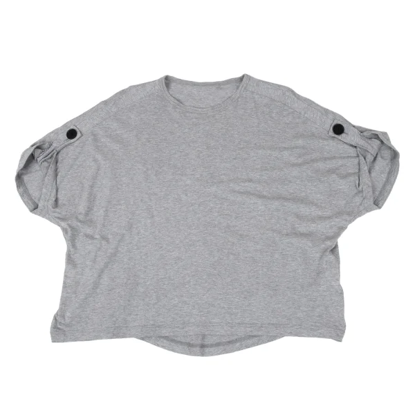 Yohji Yamamoto NOIR Cotton Rayon Roll Up Sleeves T Shirt K-167926_002