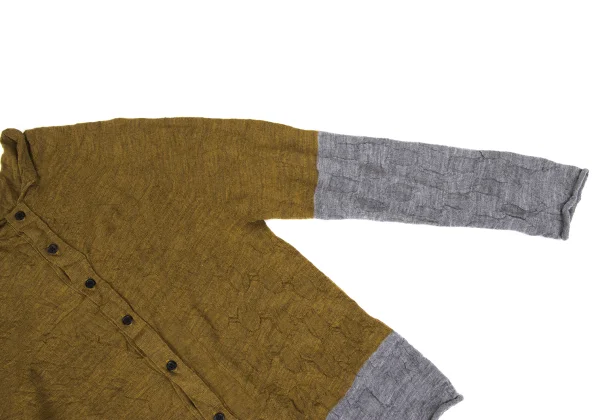 Y's Wool Dot Logo Woven Bi-color Knit Cardigan K-167941_005