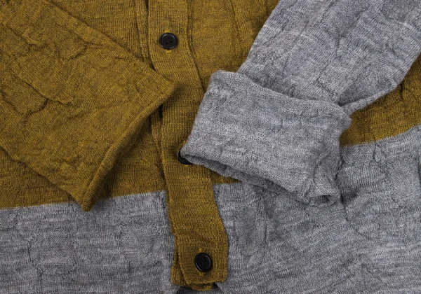 Y's Wool Dot Logo Woven Bi-color Knit Cardigan K-167941_006