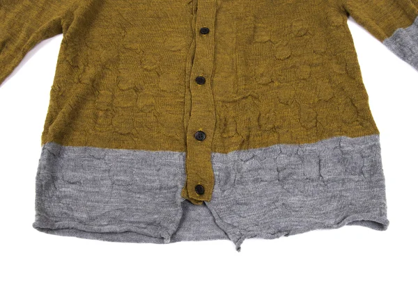 Y's Wool Dot Logo Woven Bi-color Knit Cardigan K-167941_007