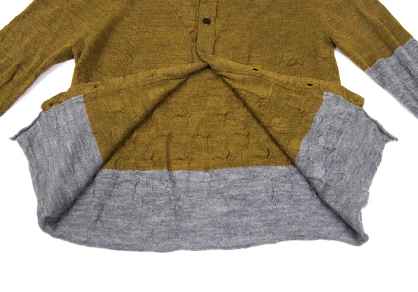 Y's Wool Dot Logo Woven Bi-color Knit Cardigan K-167941_008