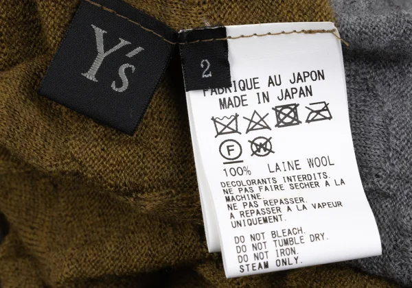 Y's Wool Dot Logo Woven Bi-color Knit Cardigan K-167941_013