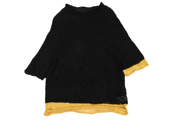 Y's Linen Blended Wrinkled Bi-color Knit Top K-167942_002