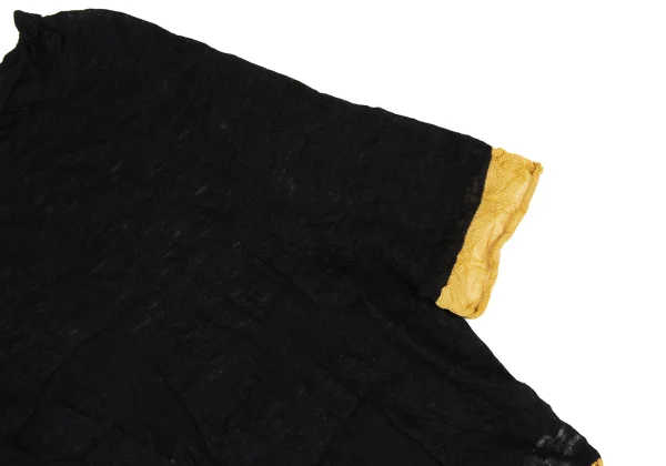 Y's Linen Blended Wrinkled Bi-color Knit Top K-167942_004