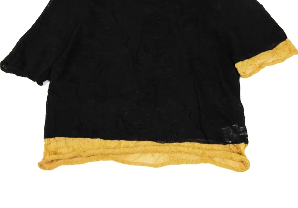 Y's Linen Blended Wrinkled Bi-color Knit Top K-167942_005
