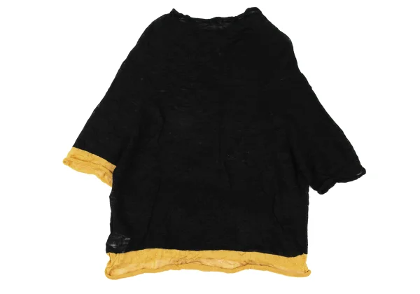 Y's Linen Blended Wrinkled Bi-color Knit Top K-167942_007