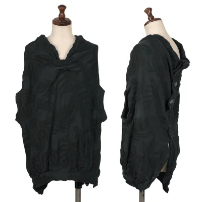 Y's Botanical Woven Back-open Knit Top