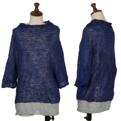 Y's Linen Blended Bi-color Switching Knit Top