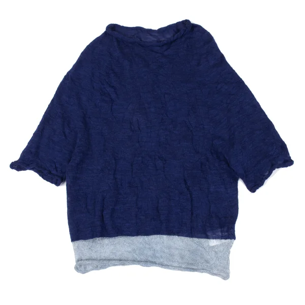 Y's Linen Blended Bi-color Switching Knit Top K-167944_002