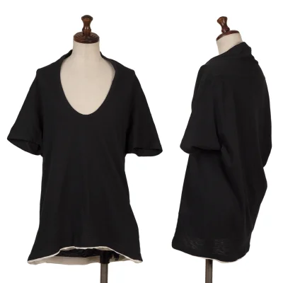 Y's Cotton Switching Hem U-neck T-shirt