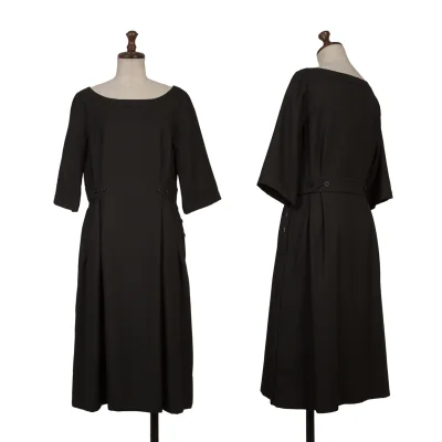 MHL Wool Button Design Short Sleeve Dress