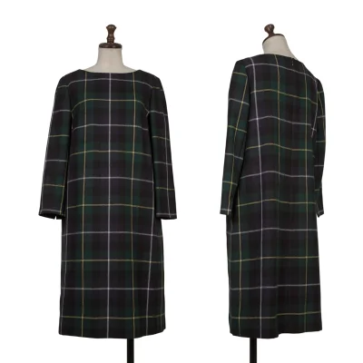 MACKINTOSH PHILOSOPHY Wool Check 3/4 Sleeve Dress