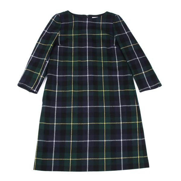 MACKINTOSH PHILOSOPHY Wool Check 3/4 Sleeve Dress K-167959_002