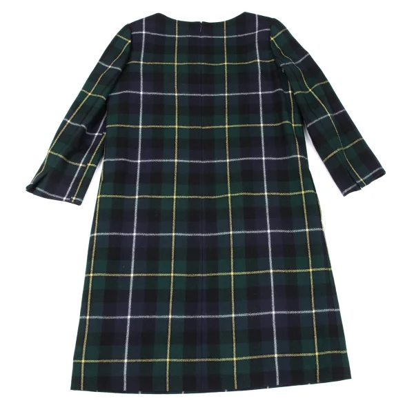 MACKINTOSH PHILOSOPHY Wool Check 3/4 Sleeve Dress K-167959_011