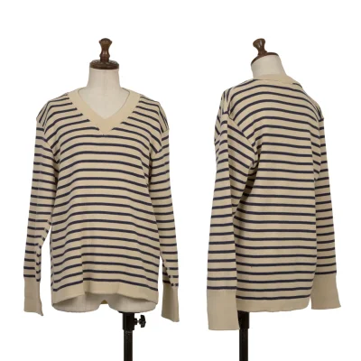 45rpm 45R Wool Striped V-neck Knit Sweater