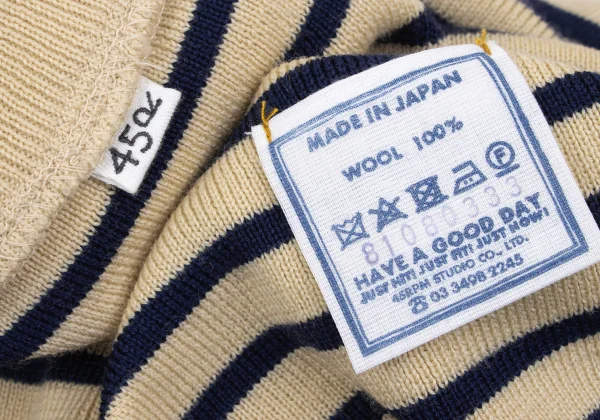 45rpm 45R Wool Striped V-neck Knit Sweater K-167961_012