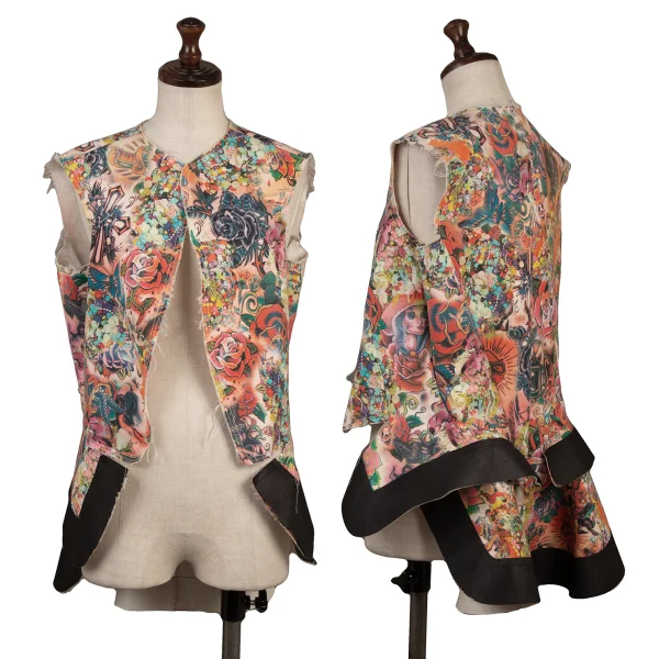 コムデギャルソンCOMME des GARCONS 村山 留里子 タトゥー総柄プリントベスト マルチM