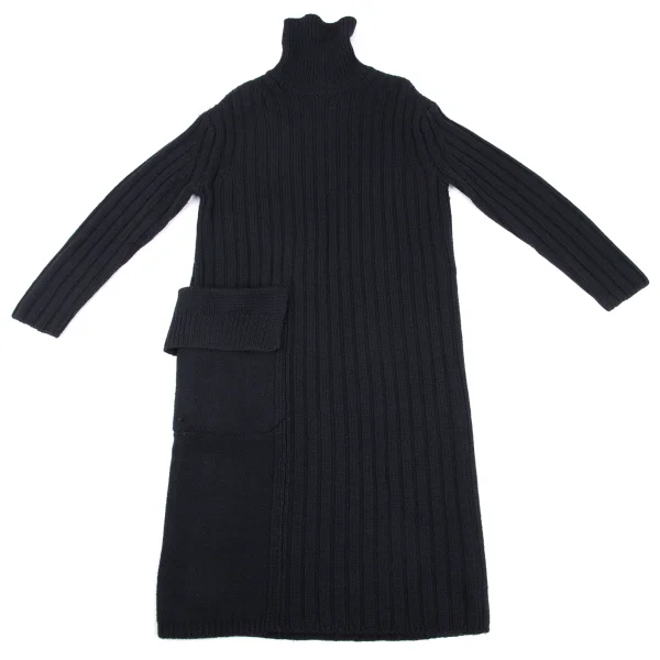 Y's Wool Turtleneck Low Gauge Ribbed Knit Dress K-167974_002