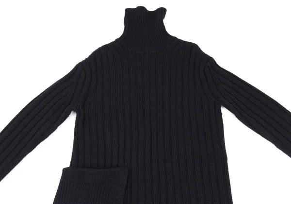 Y's Wool Turtleneck Low Gauge Ribbed Knit Dress K-167974_003