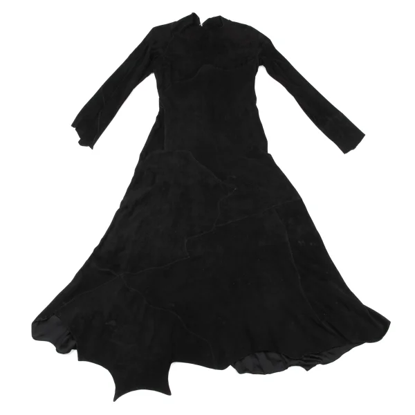 Yohji Yamamoto FEMME Lamb Leather Patch Switching Dress K-167975_002