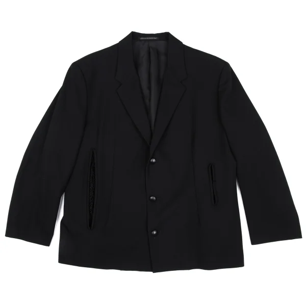 Yohji Yamamoto FEMME Wool Gabardine Net Pocket Design Jacket K-167977_002
