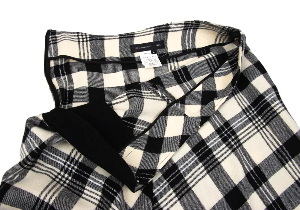Yohji Yamamoto NOIR Wool Check Asymmetry Dropped Crotch Pants K-167978_004