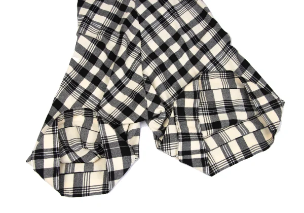 Yohji Yamamoto NOIR Wool Check Asymmetry Dropped Crotch Pants K-167978_006