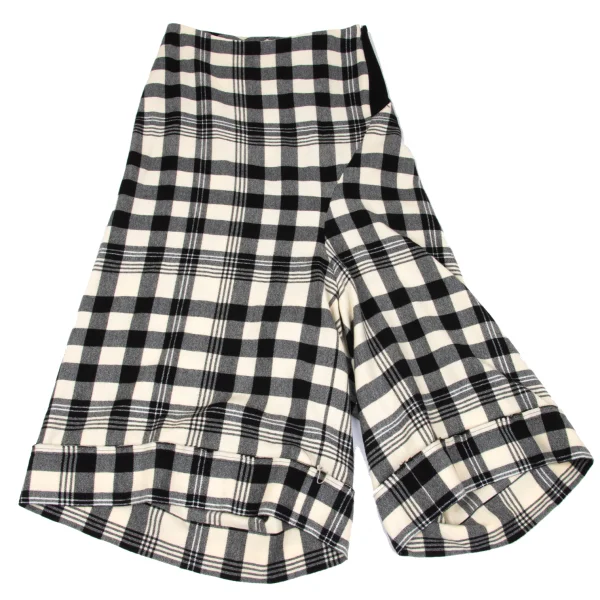 Yohji Yamamoto NOIR Wool Check Asymmetry Dropped Crotch Pants K-167978_007