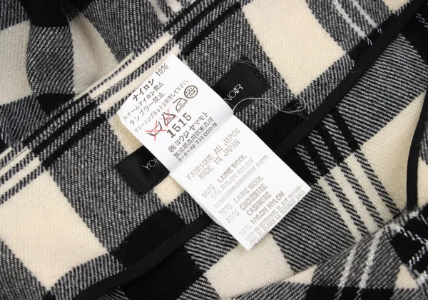 Yohji Yamamoto NOIR Wool Check Asymmetry Dropped Crotch Pants K-167978_009
