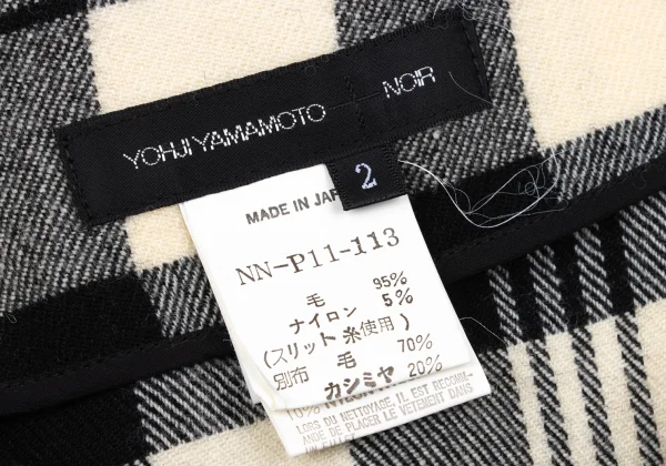 Yohji Yamamoto NOIR Wool Check Asymmetry Dropped Crotch Pants K-167978_010