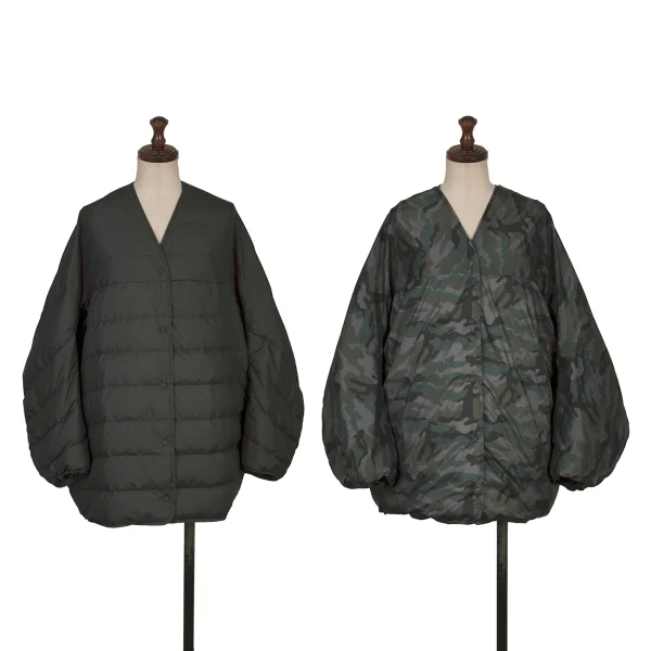 Dignite Collier Camouflage Reversible Down Jacket Grey,Khaki F K-168006_001