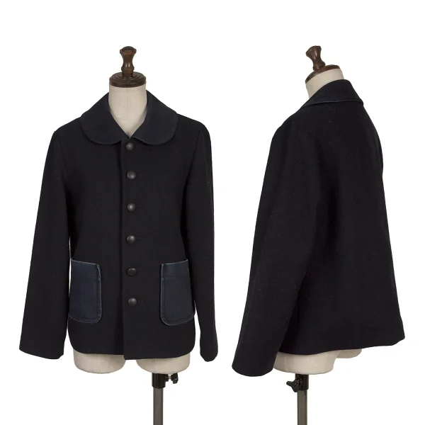 tricot COMME des GARCONS Wool Patch Pocket Round Collar Jacket Navy M K-168020_001