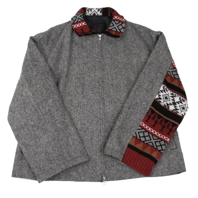 S'YTE Nordic Pattern Knit Switching Tweed Zip Jacket