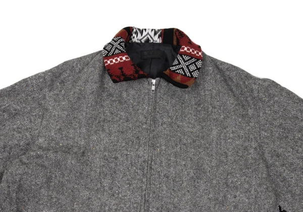 S'YTE Nordic Pattern Knit Switching Tweed Zip Jacket K-168028_002