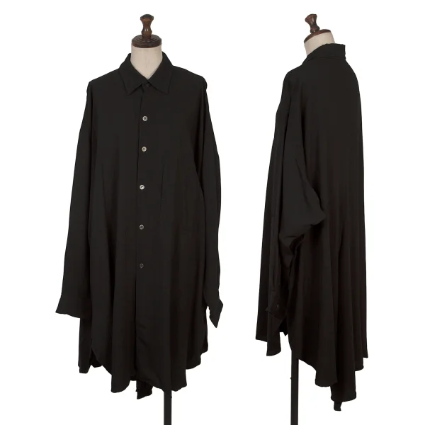 MICHIKO by Y’s Rayon Cupra Drape Shirt Dress Black 1 K-168034_001