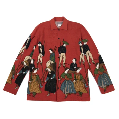 Yohji Yamamoto POUR HOMME Rokumeikan Print Brushed Wool Shirt