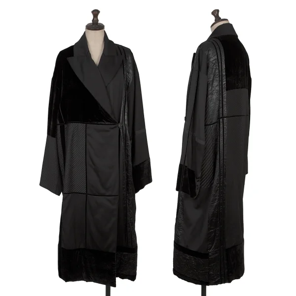 KENZO Mixed-material Patchwork Coat Black S K-168044_001